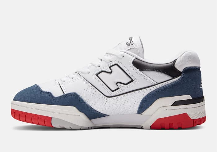 NB 550 White Navy Red