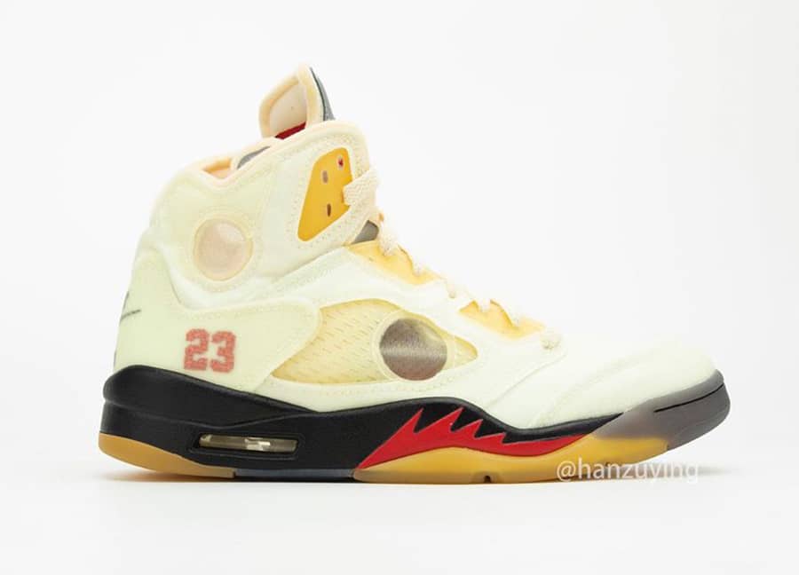 Off-White x Air Jordan 5 Sail Fire Red DH8565-100