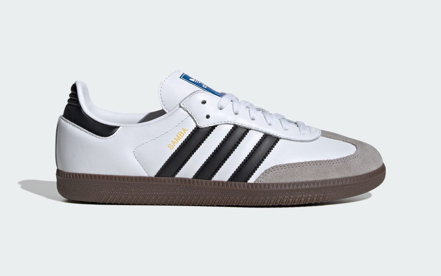 Adidas Samba OG in Cloud White en Core Black, zijaanzicht