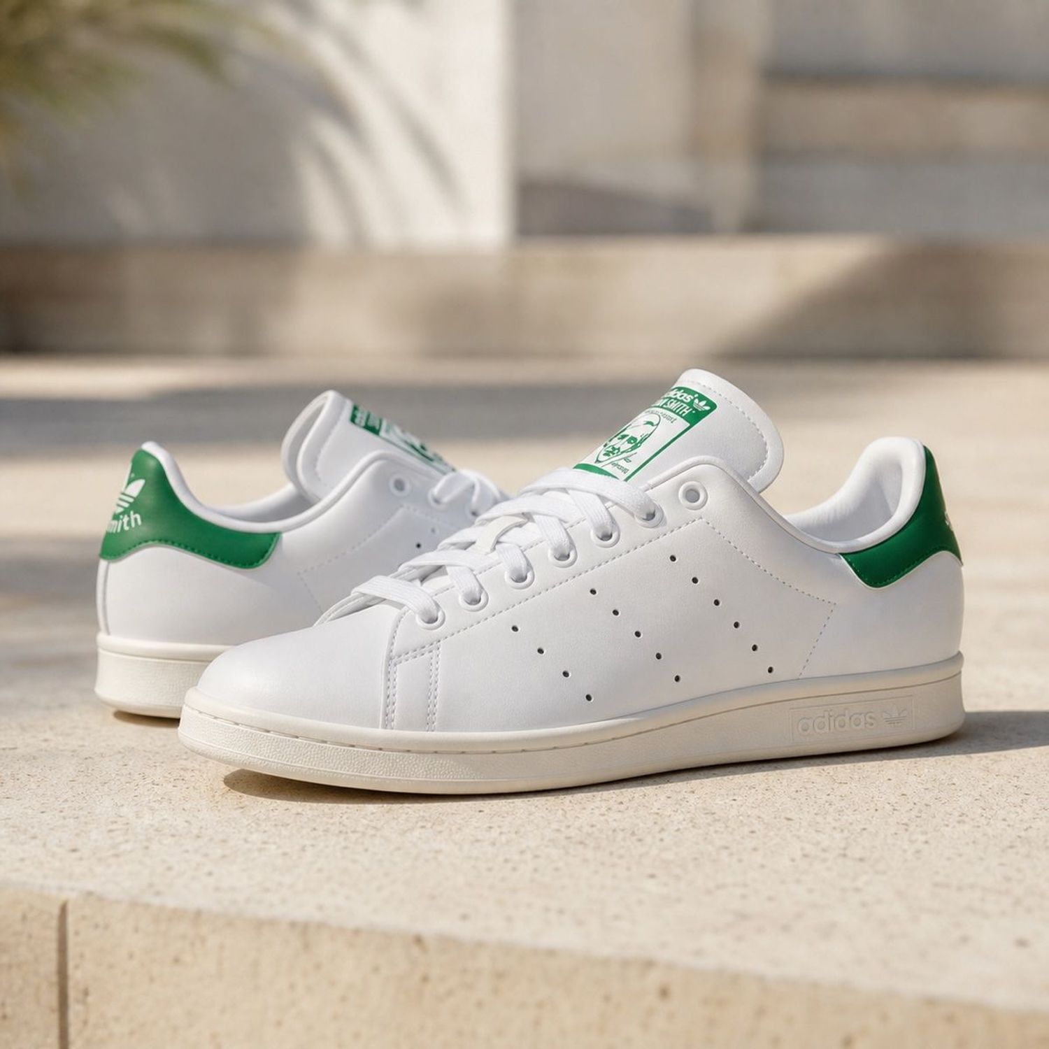 Adidas Stan Smith witte sneakers in rustige zomerse setting