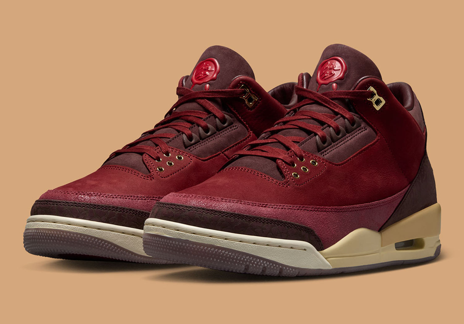 Air Jordan 3 Bin23 in Team Red en Burgundy Crush
