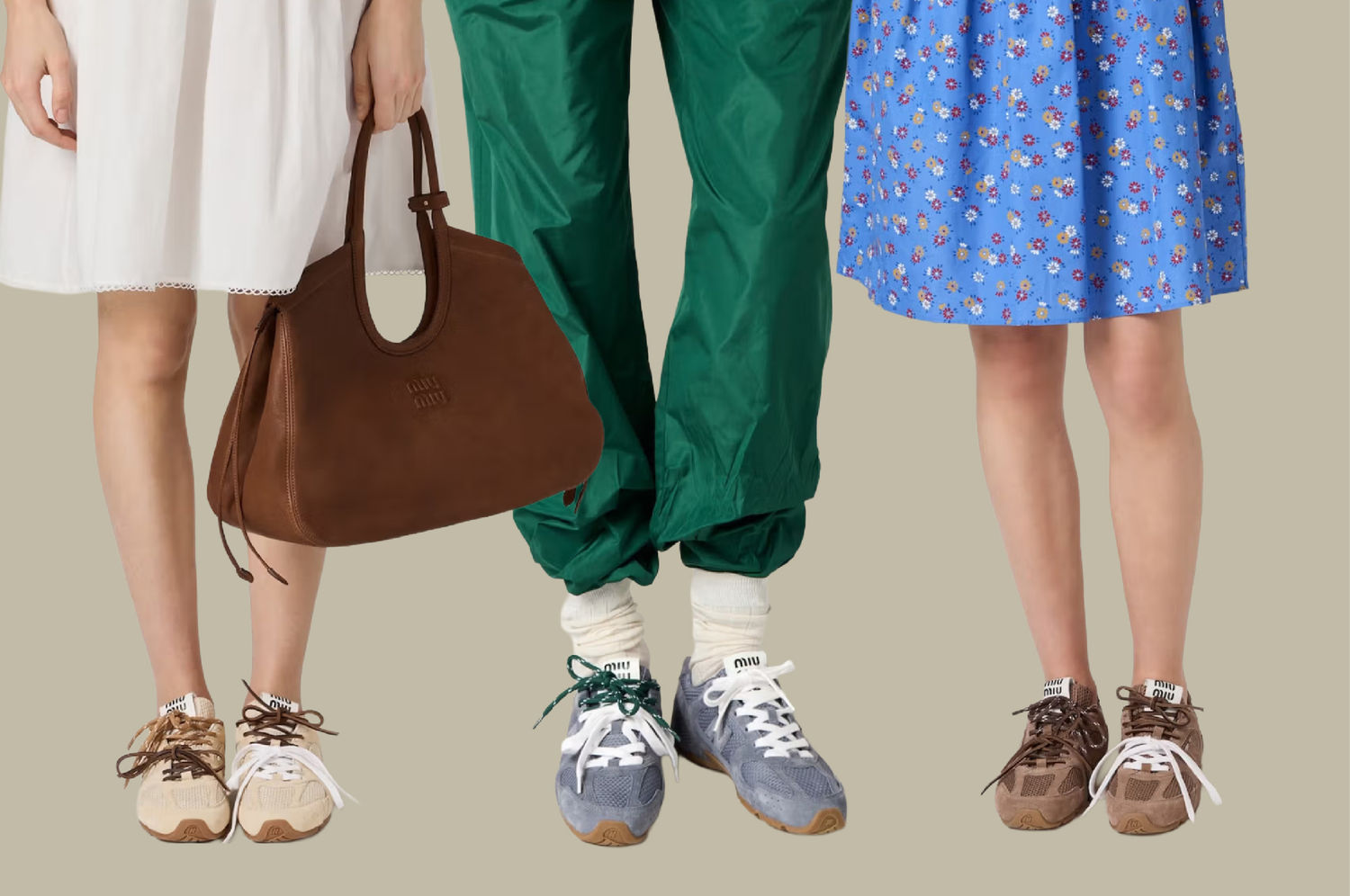 Miu Miu x New Balance 530L Summer 2026 drie colorways on-feet
