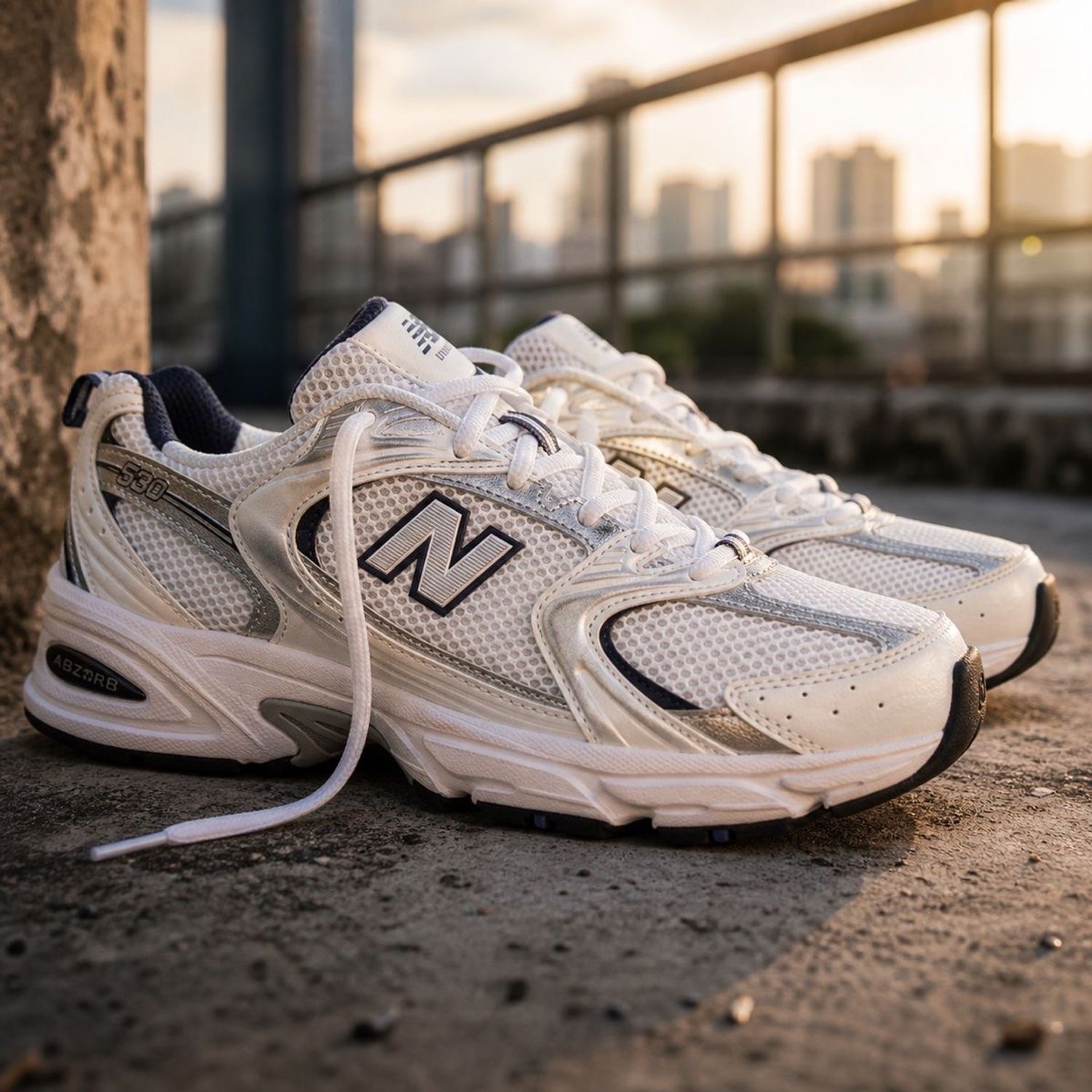 New Balance 530 mesh sneaker in warme zomerse setting