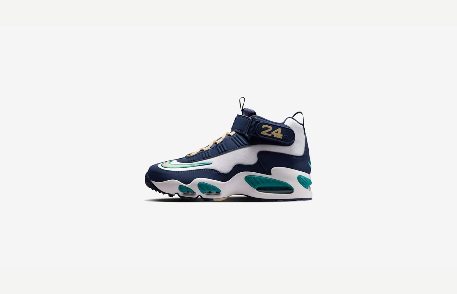 Nike Air Griffey Max 1 Midnight Navy en Fresh Water met Team Gold accenten