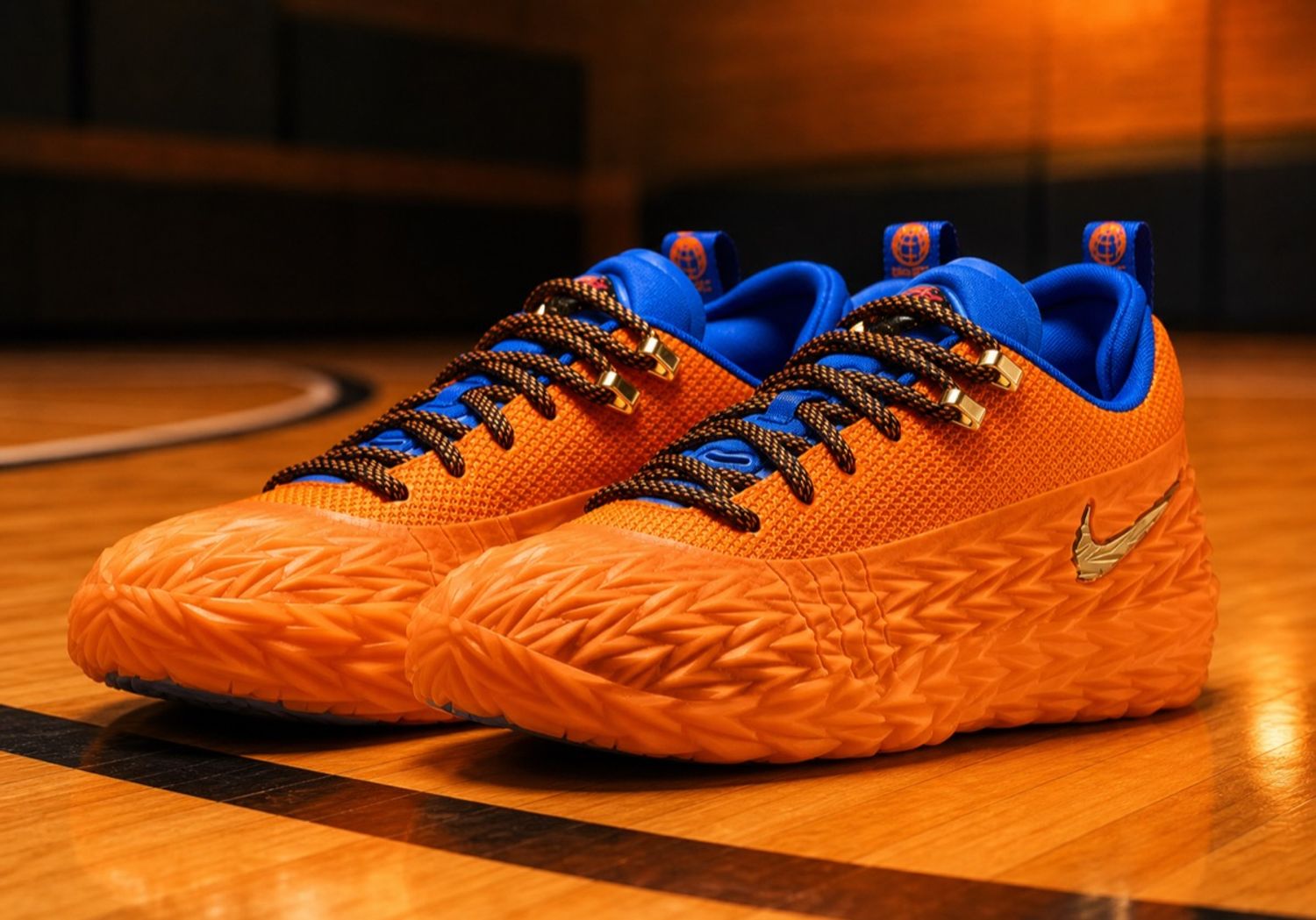 Nike ST Charge Detroit Tough Sunrise Glow op basketbalvloer