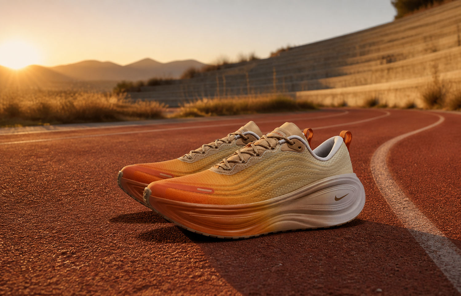 Nike Vomero Plus Desert Camo Ceramic IV4522-200 op atletiekbaan