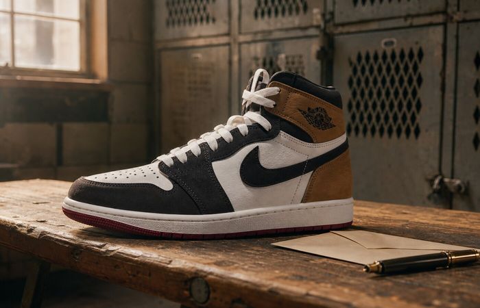 Air Jordan 1 High OG Love Letter in een oude kleedkamer