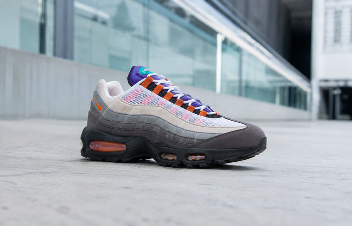Nike Air Max 95 Big Bubble Greedy in wit, grijs, paars en oranje