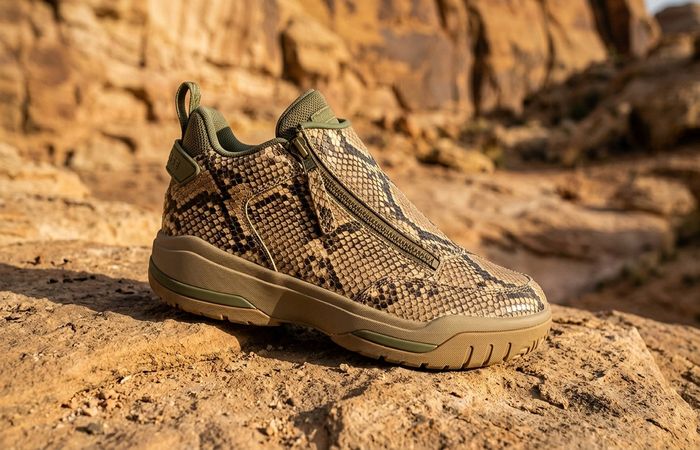 Converse SHAI 001 Premium Slither met snakeskin upper op woestijnsteen in warm licht