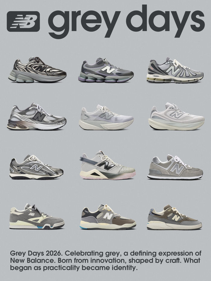 New Balance Grey Days 2026 collectie met grijze sneakers