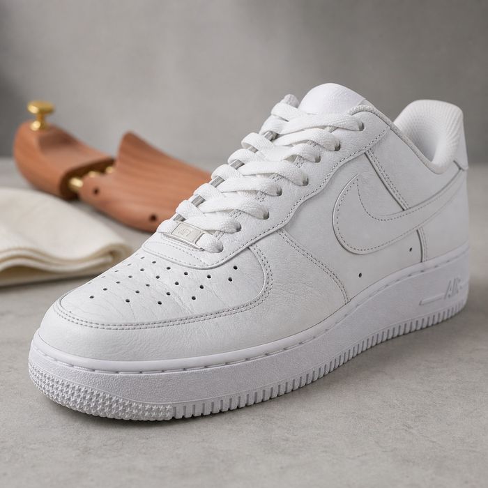 Nike Air Force 1 Low met zichtbare creases in het leren bovenwerk