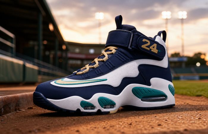 Nike Air Griffey Max 1 Midnight Navy Fresh Water IV6299-410 bij baseball dugout