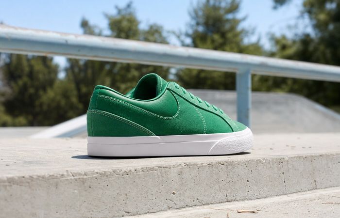Nike Blazy Pine Green and Sail op een zonnig skatepark