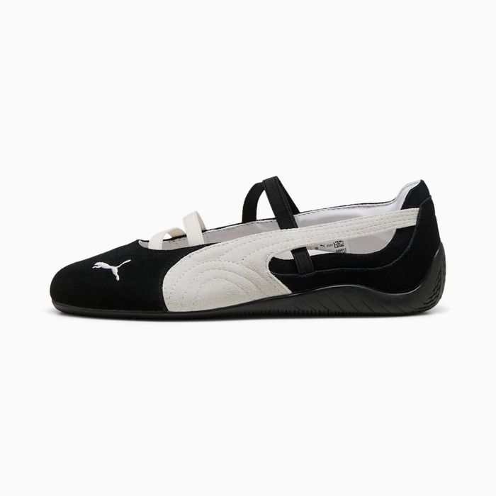 Puma Speedcat Ballet Suede zijaanzicht in zwart en wit