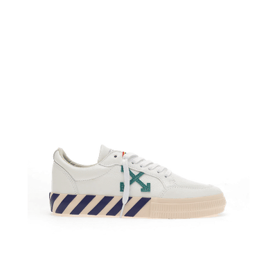 Off-White Low Vulcanized Leather "White/Teal" | OBIA003F25LEA0030159