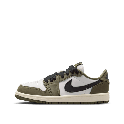 Air Jordan 1 Retro Low OG "Medium Olive/Black-Summit White-Sail" (PS) | HQ6996-200