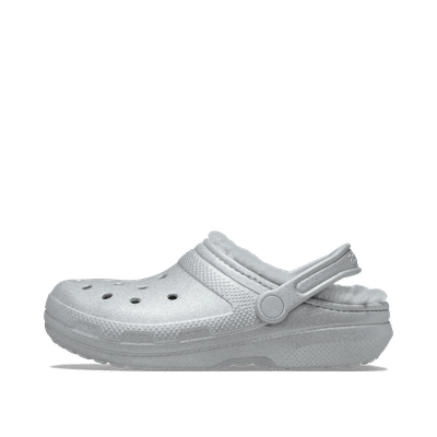 Crocs Classic Fuzz Lined Glitter Clog "Silver" | 211928040