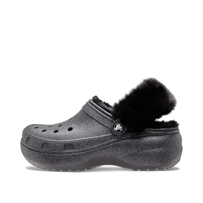 Crocs Classic Platform Fuzz Lined Glitter Klompen Damen Black 38