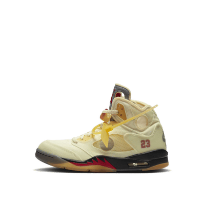 Air Jordan 5 x Off-White "Sail/Muslin/Black/Fire Red" | DH8565-100