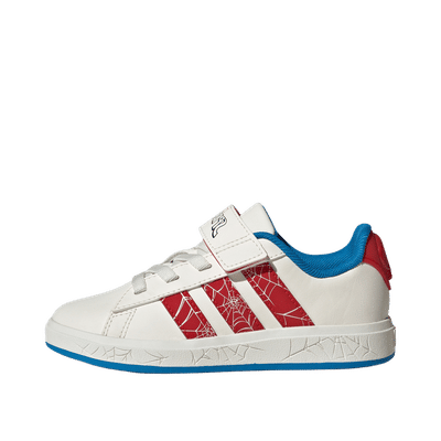 Adidas Marvel Spider-Man Grand Court "Cloud White / Pure Ruby / Bright Blue" | JS0778