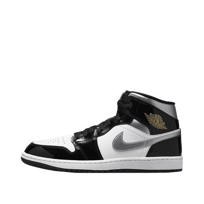 Air Jordan 1 Mid SE "Patent Black/White/Metallic Silver/Metallic Gold" | HV0789-010