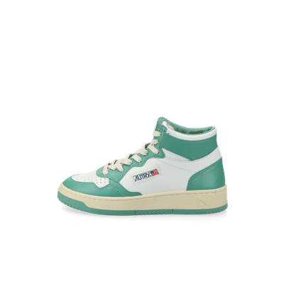 Autry Medalist Mid W "Leat / Leat White / Malachite" | AUMWWB30