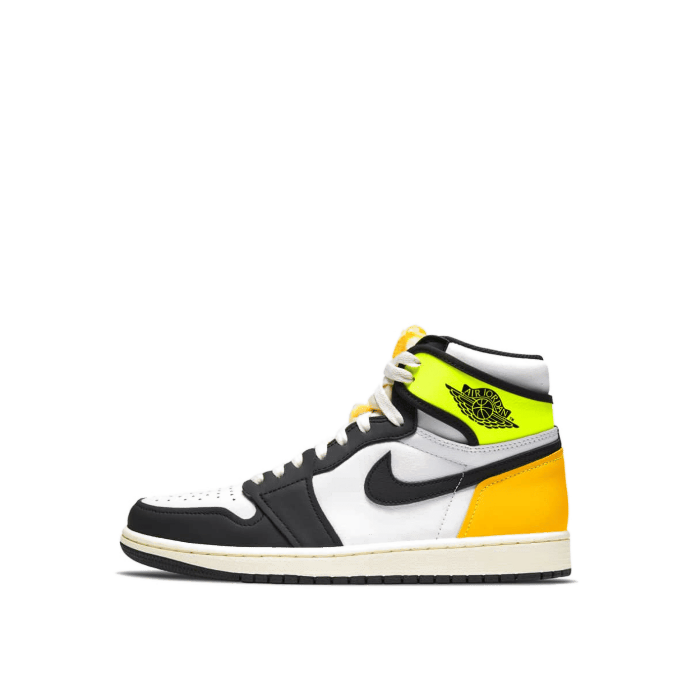 Jordan 1 Retro High White Black Volt University Gold