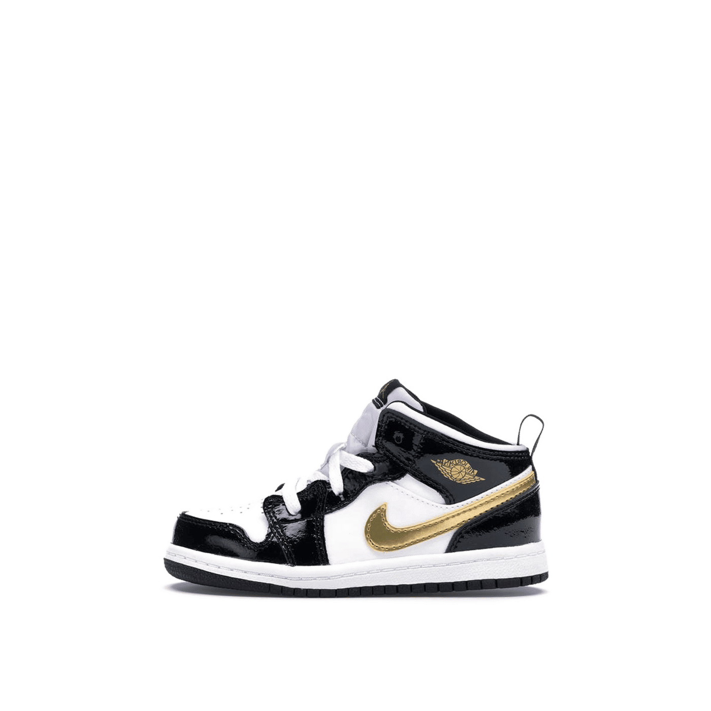 Jordan 1 Mid Patent Black White Gold (TD) Black/White-Metallic Gold BQ6933-007