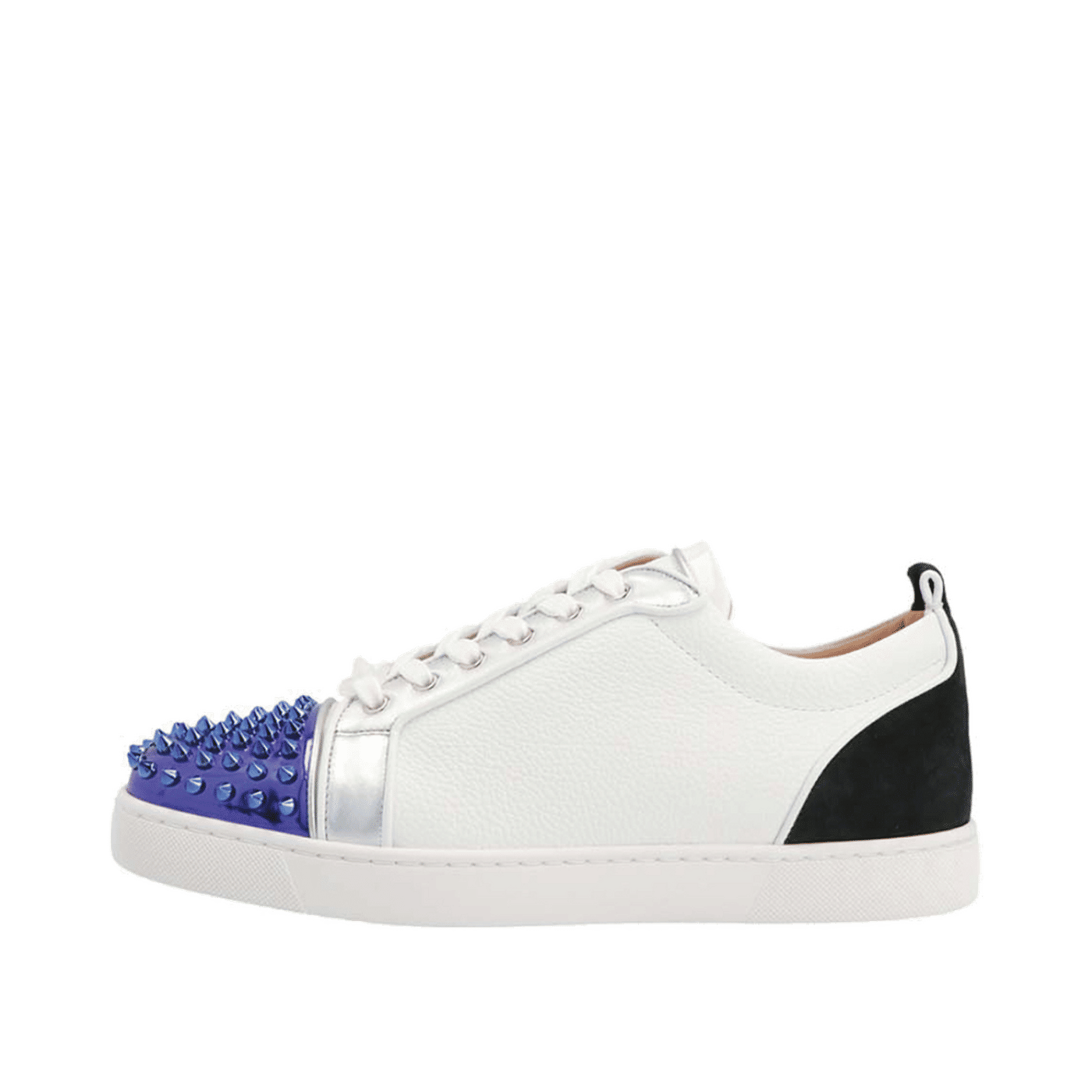 Christian Louboutin Louis Junior Spikes Orlato Flat White Purple Black 1220247CMA3