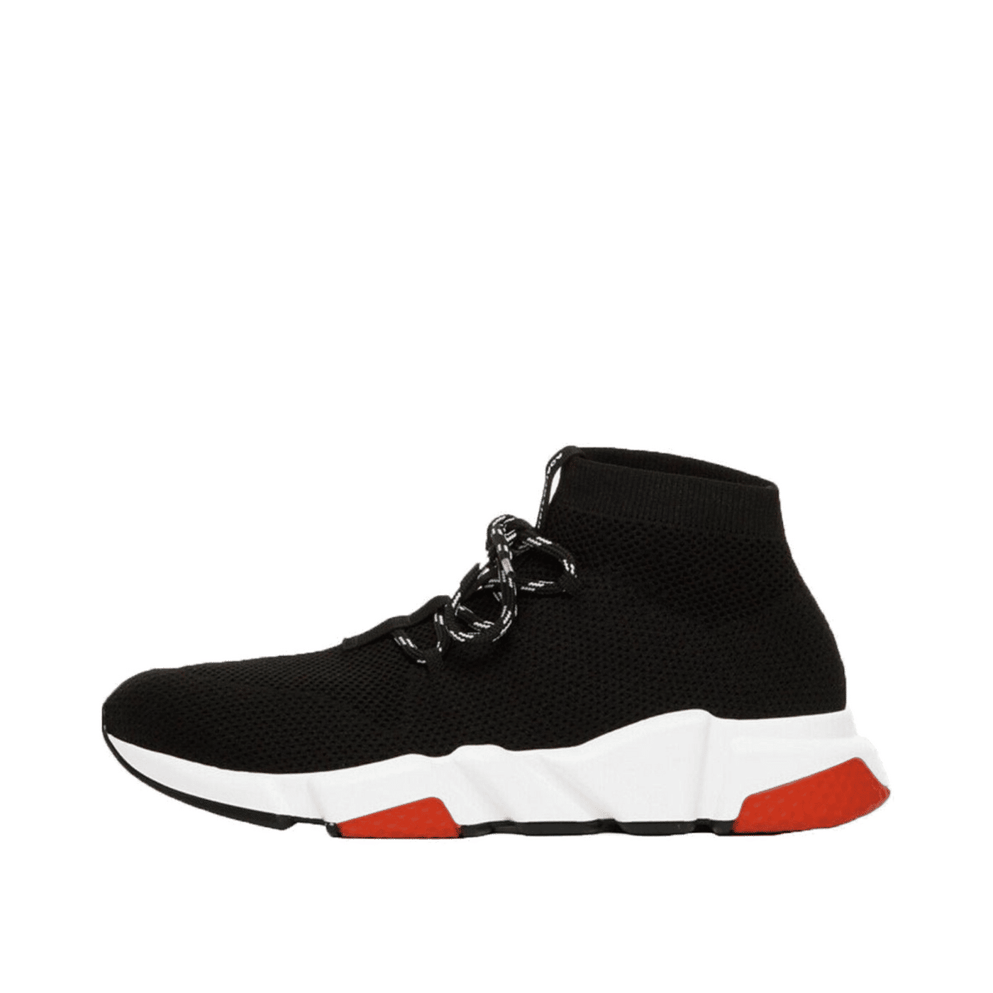 Balenciaga Speed Trainer Lace Up Black Black White Red 530357W07U01000