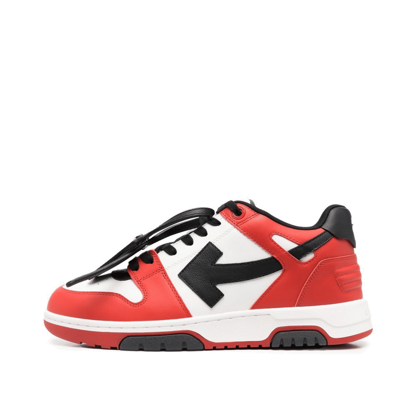 OFF-WHITE Out Of Office OOO Low Tops Black White Red OMIA189S22LEA0012510