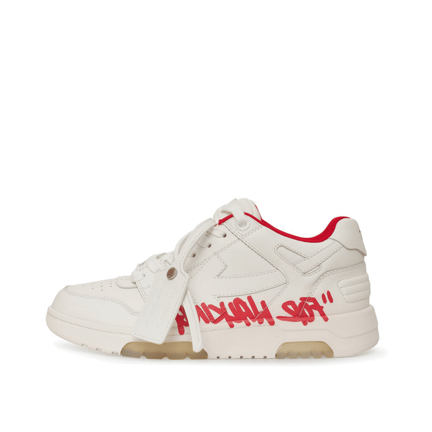 OFF-WHITE Out Of Office 'OOO' Low Tops For Walking White White Red FW21 OMIA189F21LEA0030125
