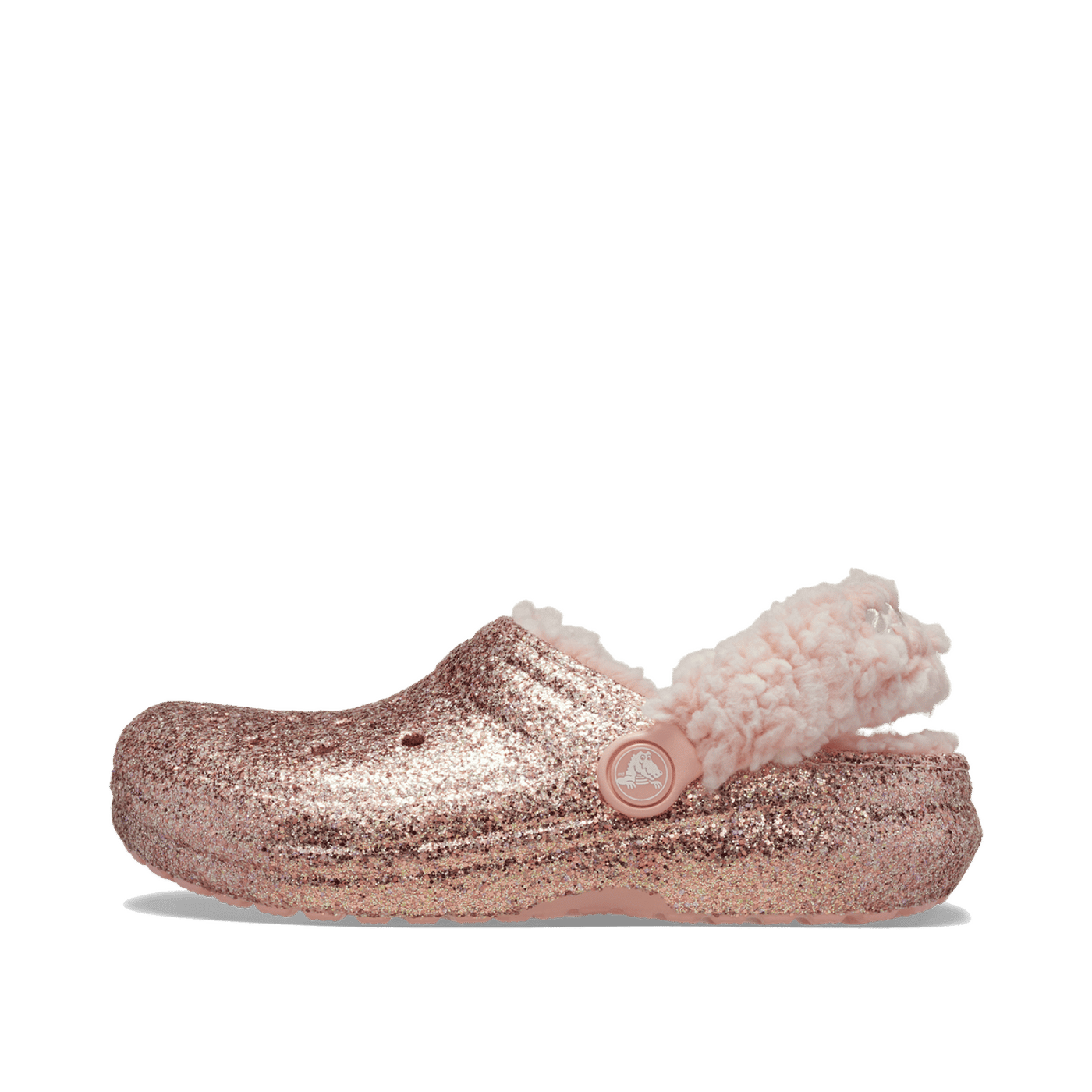 Crocs Classic Fleece-Lined Chunky Glitter Clog Kids "Powder Pink" | 21285878U