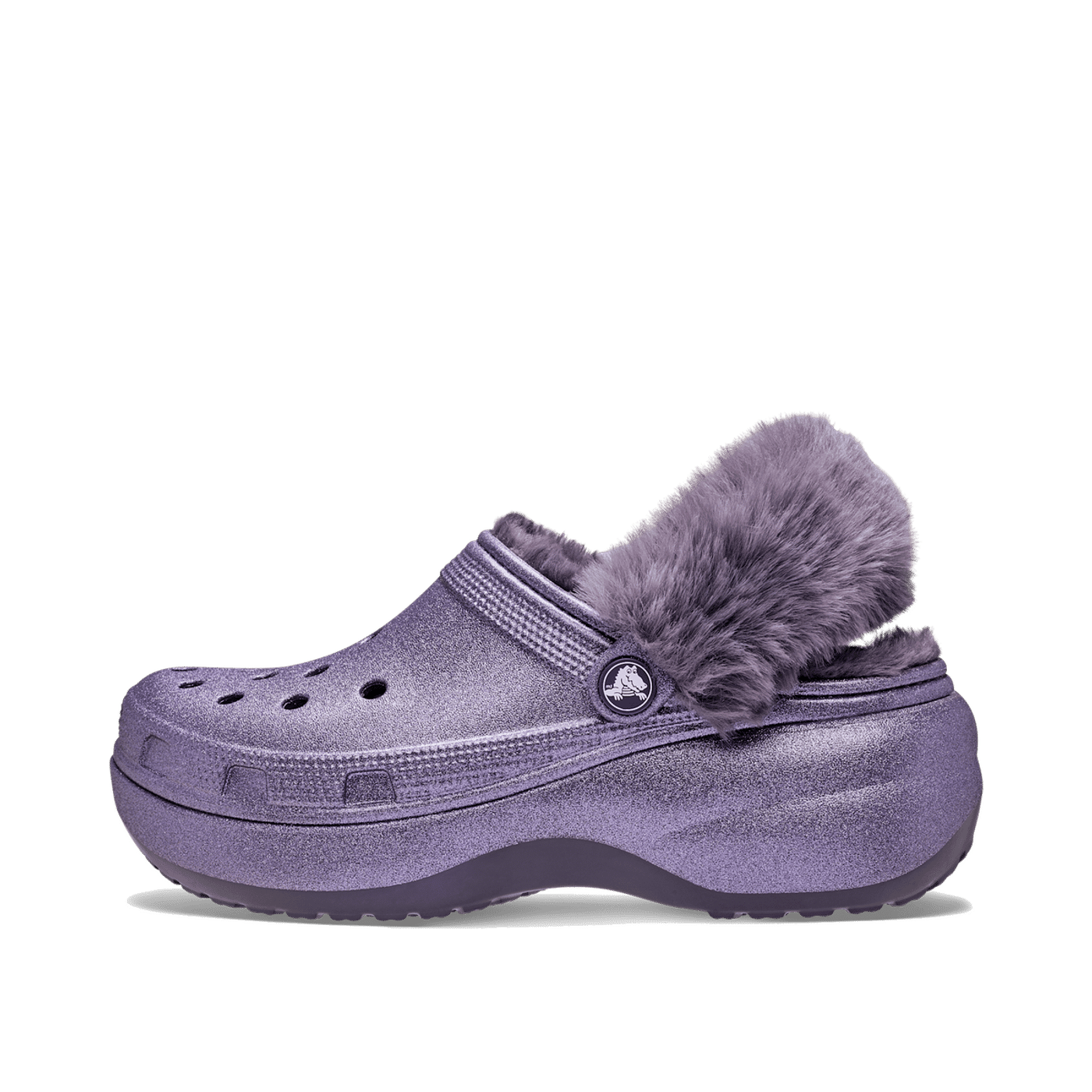Crocs Classic Platform Fuzz Lined Glitter Clog "Nightshade" | 2119225CI