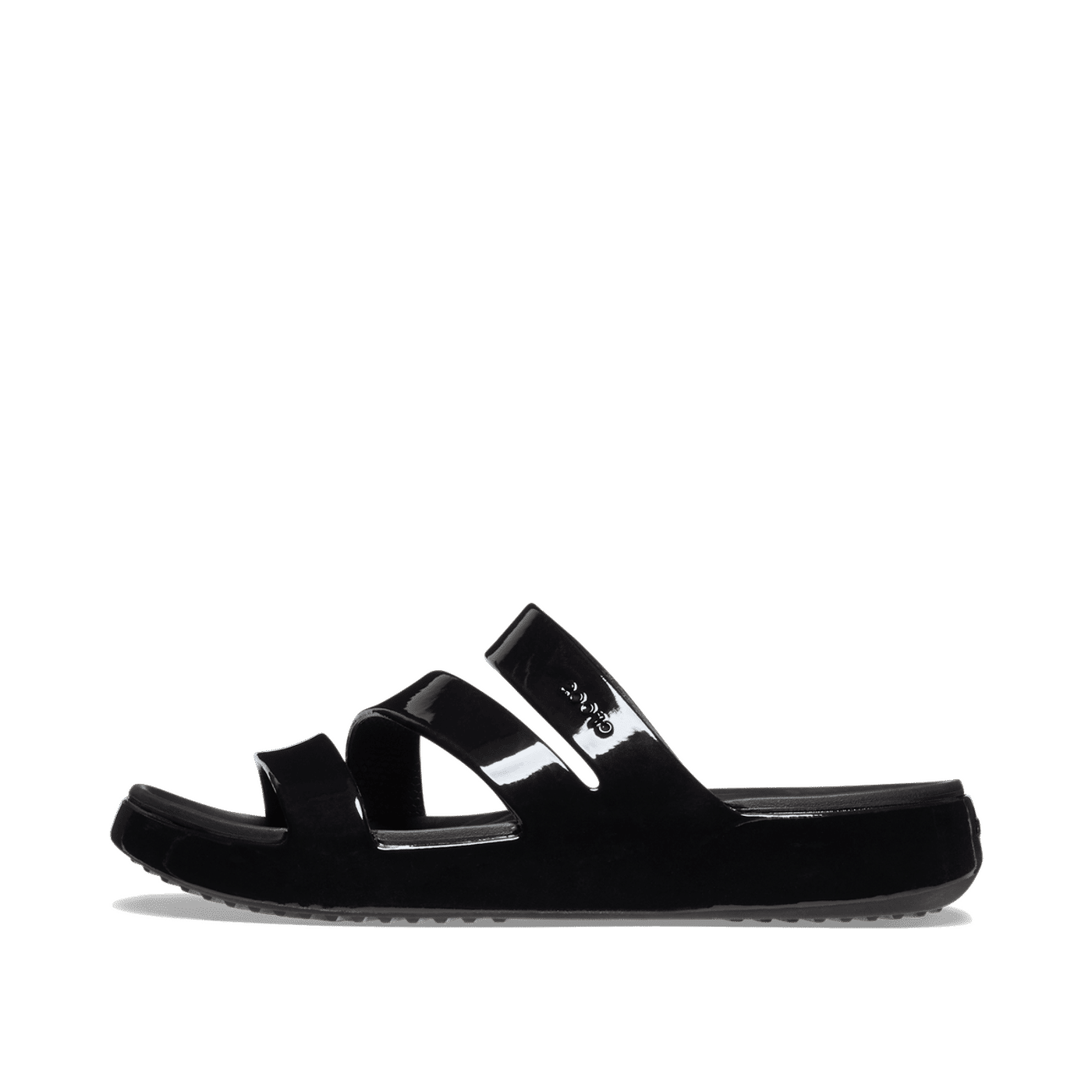 Crocs Getaway Patent Strappy Slides "Black" | 211296001