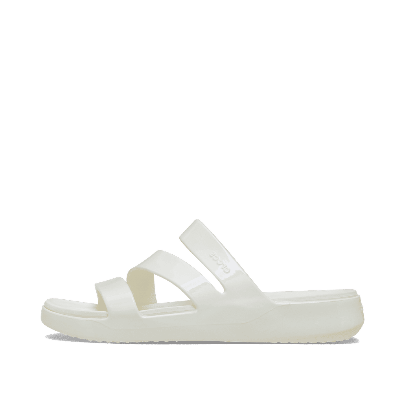 Crocs Getaway Patent Strappy Slide "Chalk" | 2112960WV