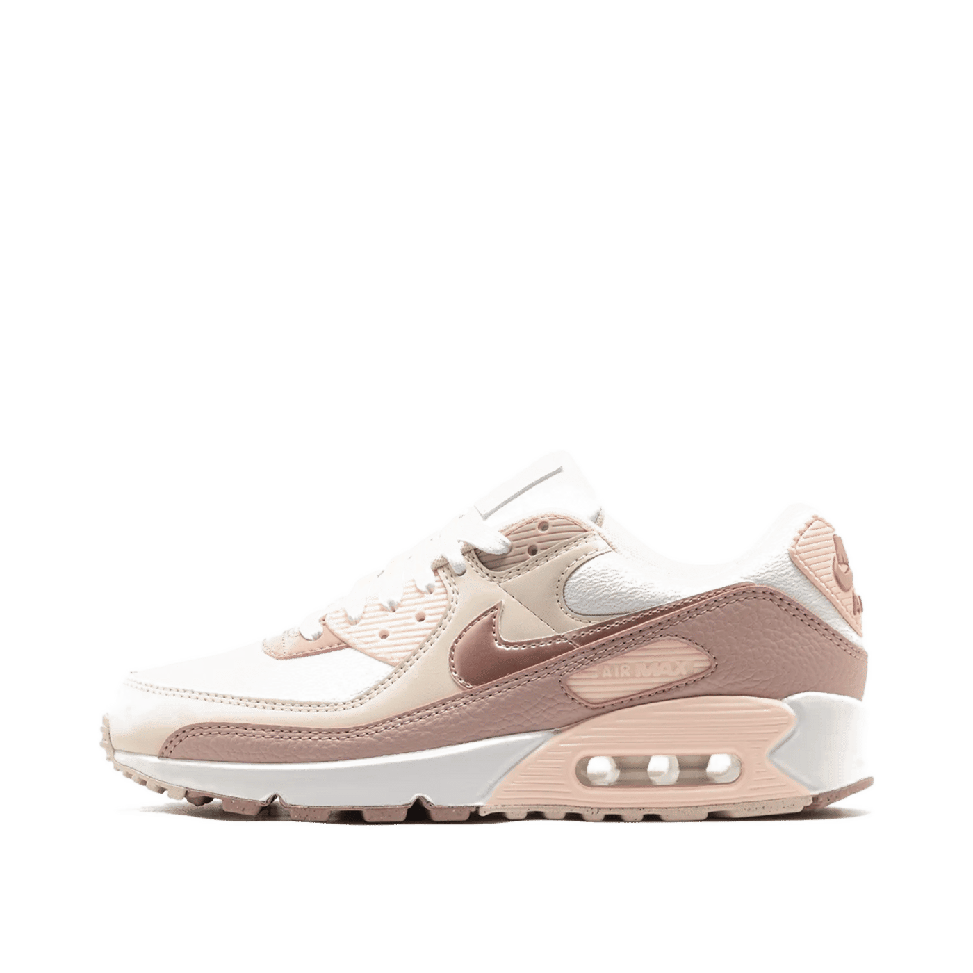 Nike Wmns Air Max 90 Next Nature Premium "White/Particle Pink-Washed Coral-Pearl White" | HQ1783-100