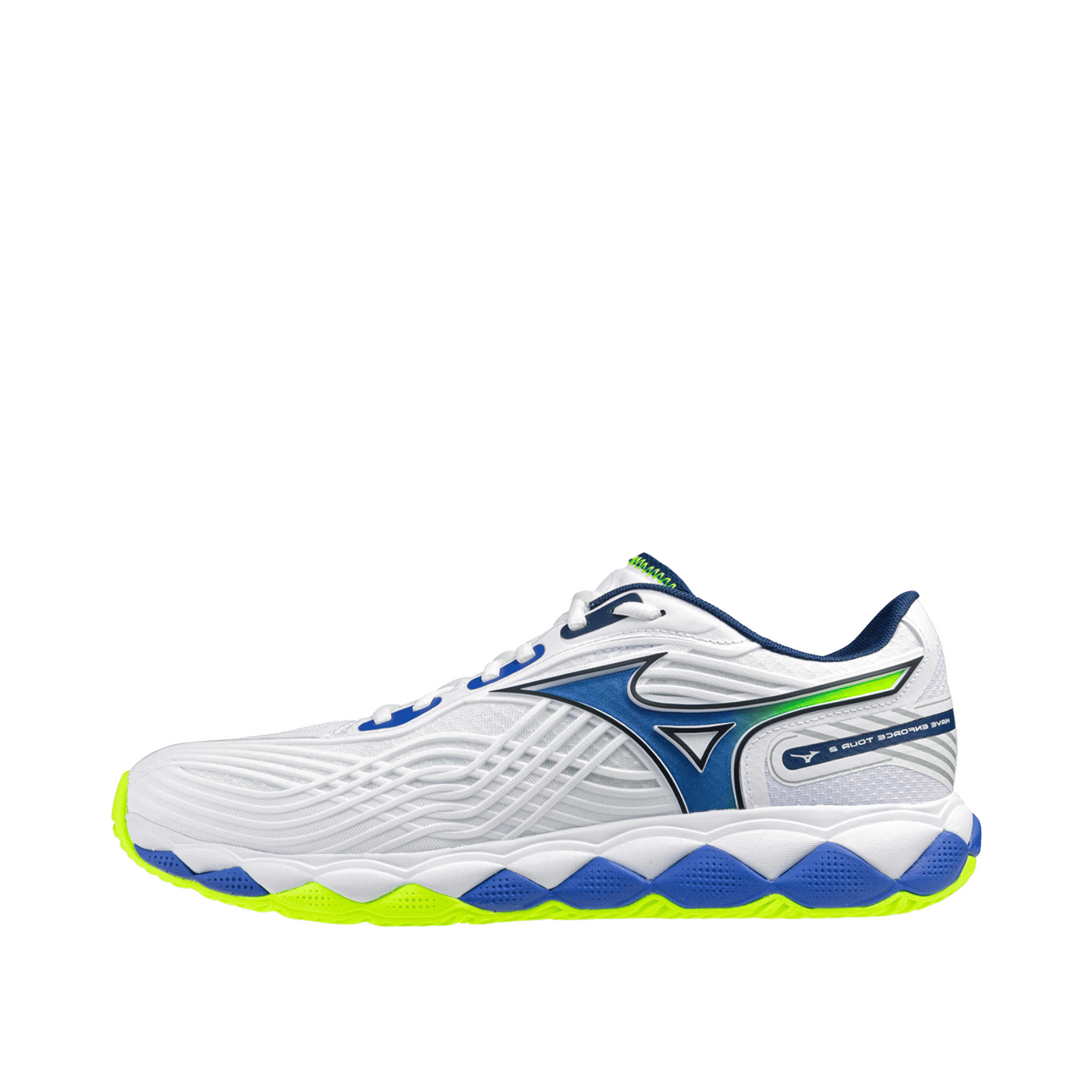 Mizuno Wave Enforce Tour 2 AC "White/Dazzling Blue/Lightning Yellow" | 61GA260020