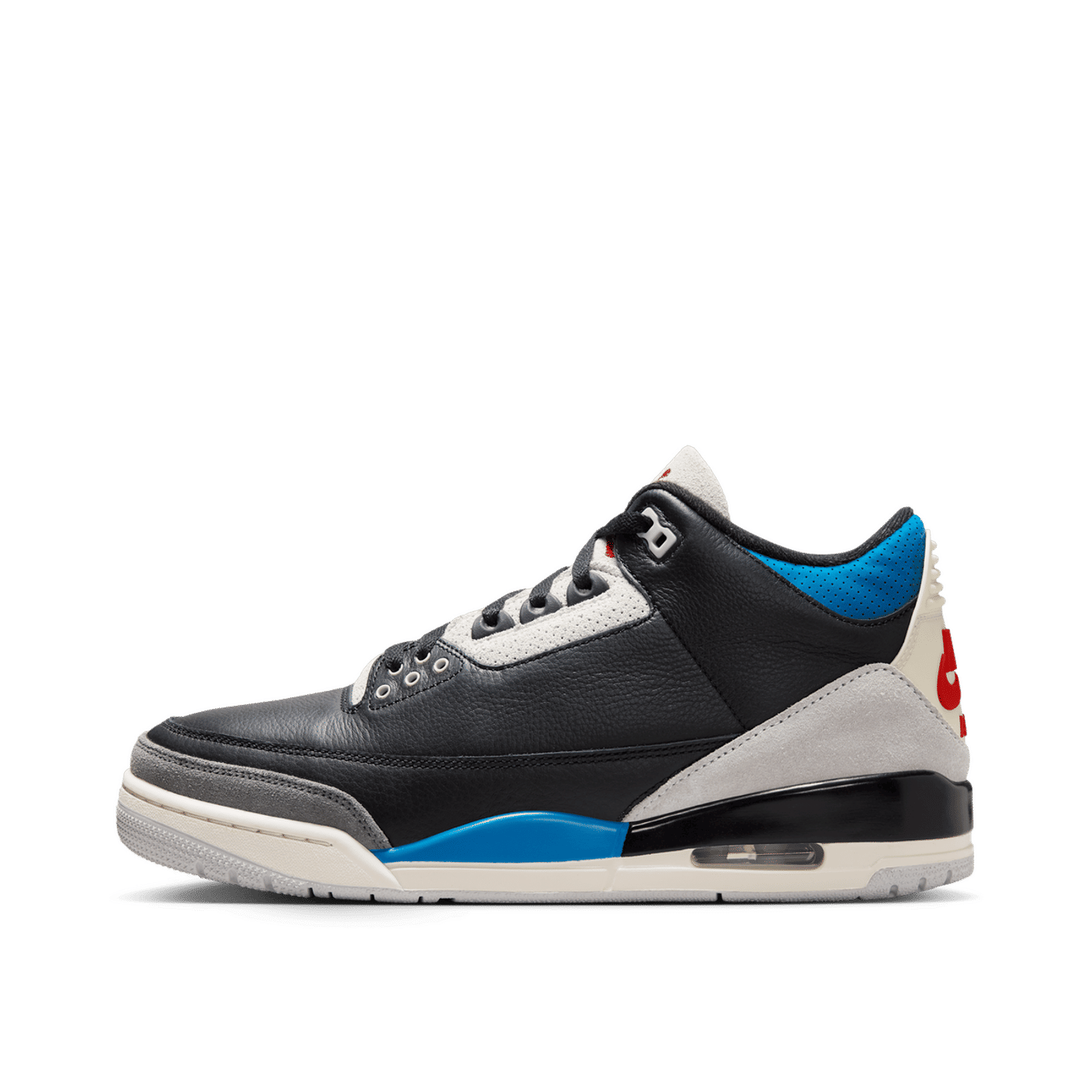 Air Jordan 3 Retro OG "Black/Chile Red-Neutral Grey-Military Blue-Coconut Milk" | IB8967-004