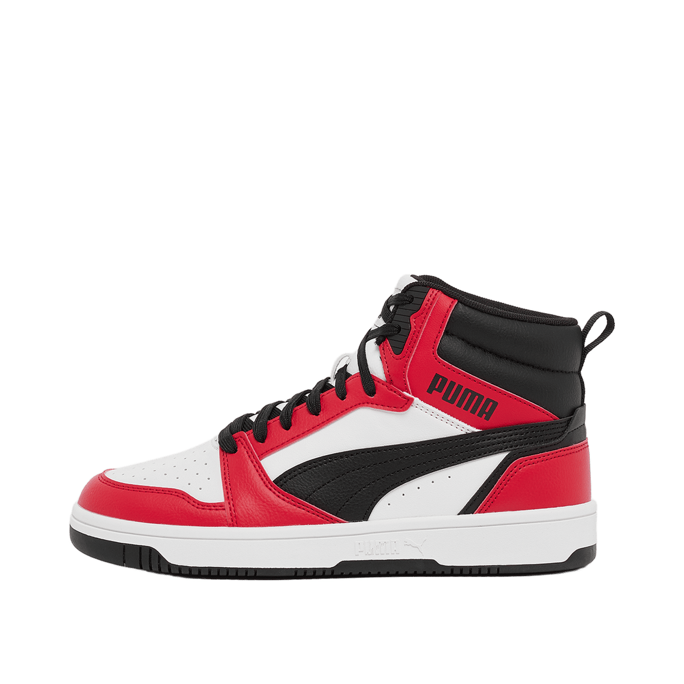 PUMA Rebound V6 Mid (GS) "White/Black/Red" | 393831-03