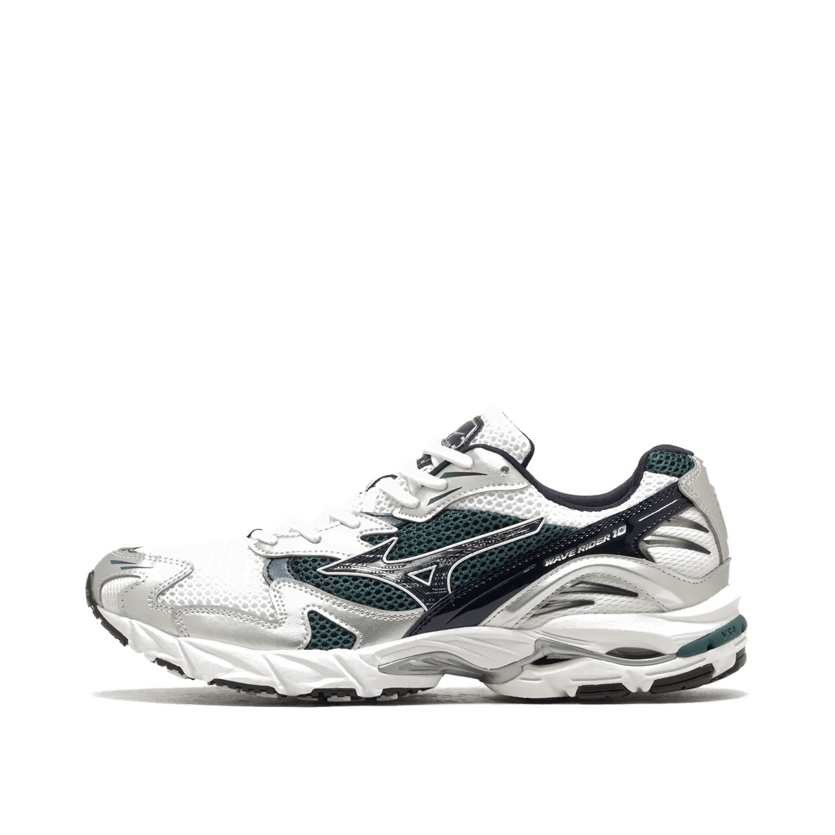 Mizuno Wave Rider 10 "White / Baritone Blue / Deep Teal" | D1GA210415