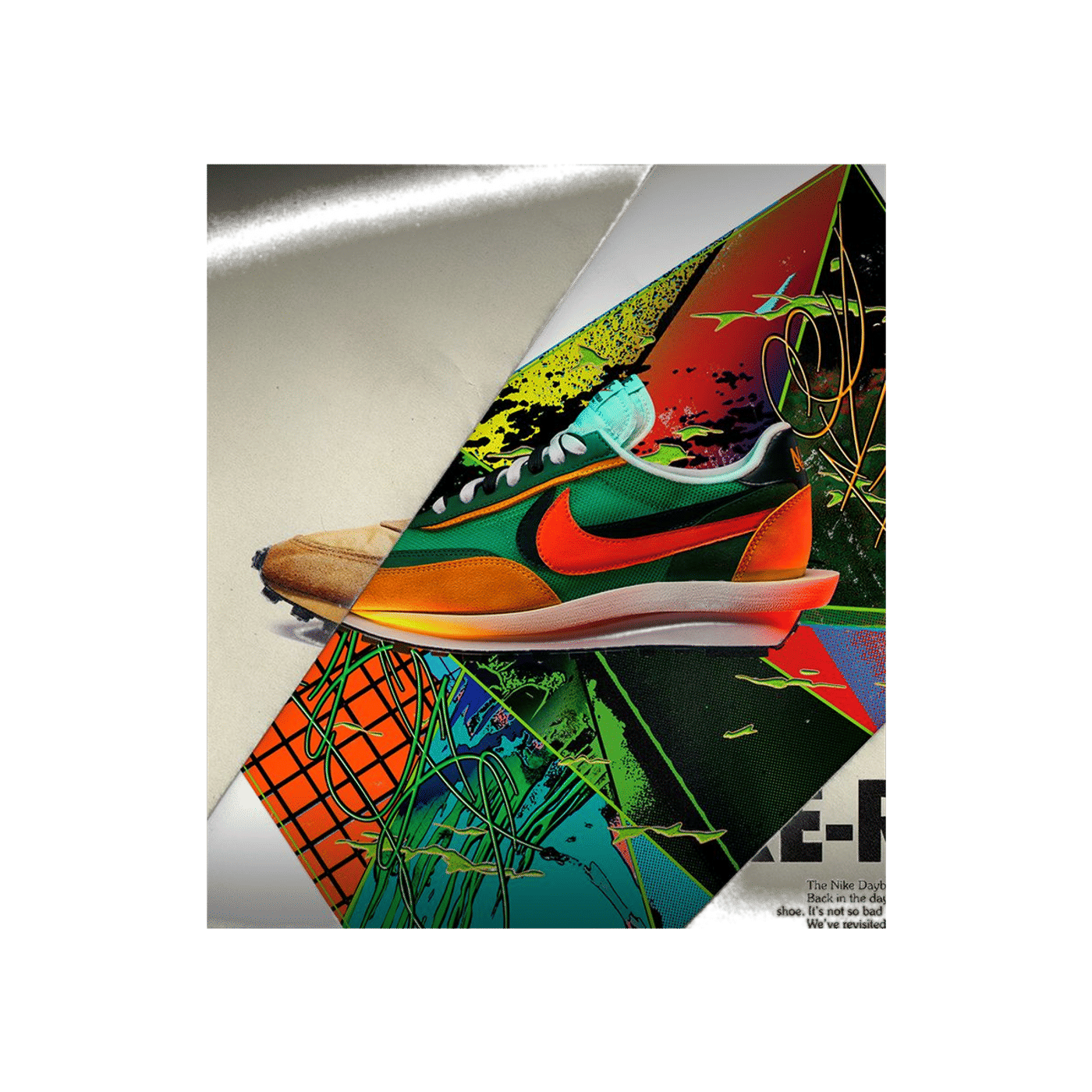 Nike LD Waffle sacai "Green Gusto/Black/Varsity Maize/Safety Orange" | BV0073-300