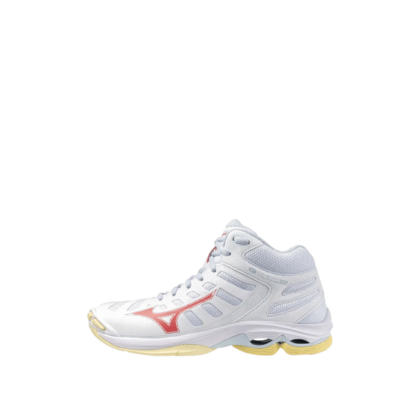 Mizuno Wave Voltage 2 MID Wmns "White/Calypso Coral/Pale Banana" | V1GC246530