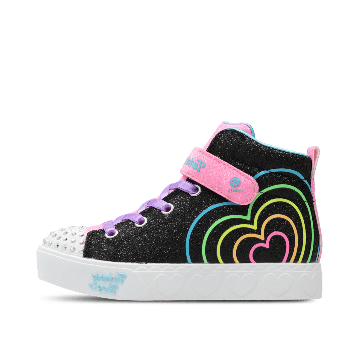 Skechers Twinkle Toes Heart Steps "Heart Glow - Black" | 314623LBKMT