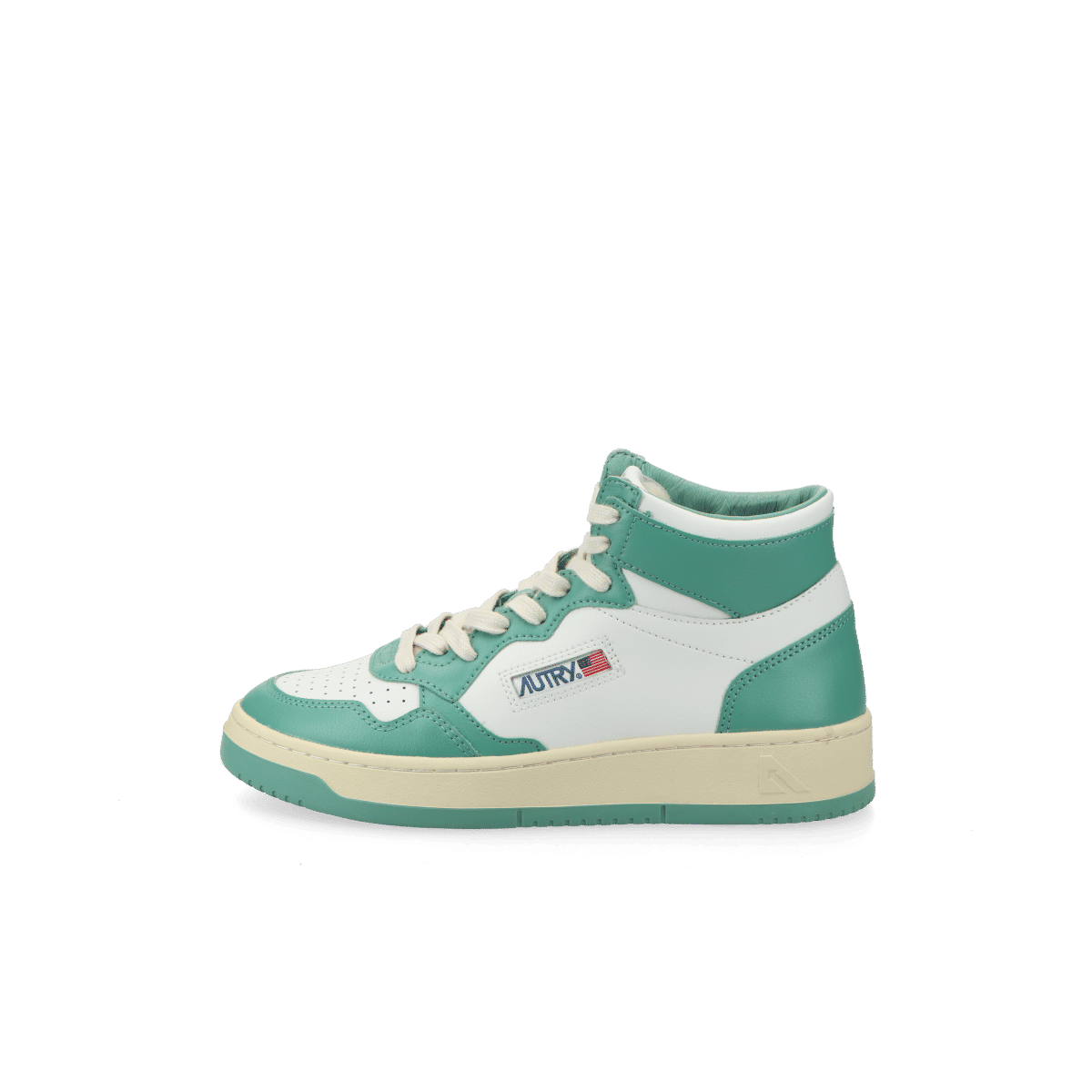 Autry Medalist Mid W "Leat / Leat White / Malachite" | AUMWWB30