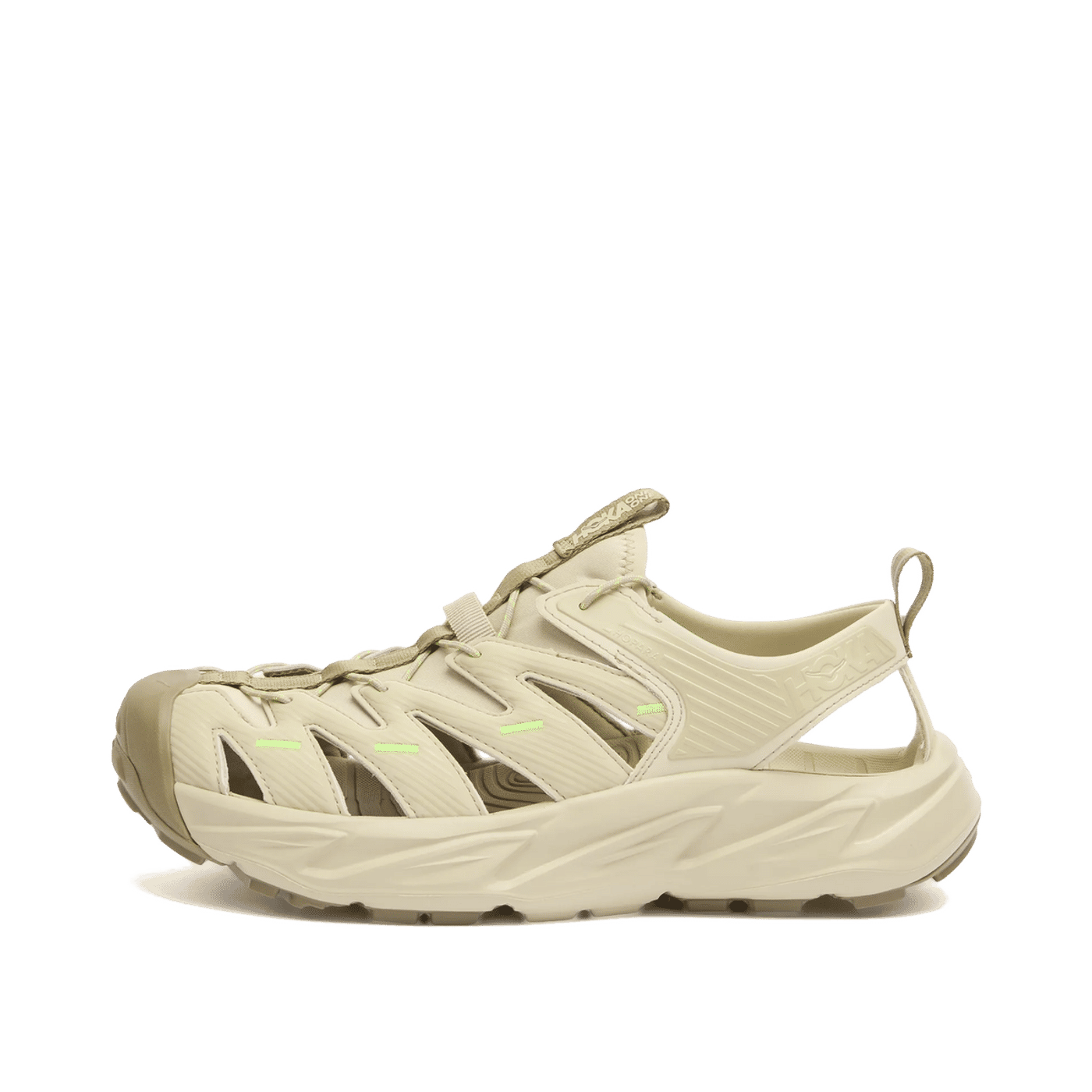 HOKA Hopara Slide "Oyster Mushroom / Neon Lime" | 1123112OYST