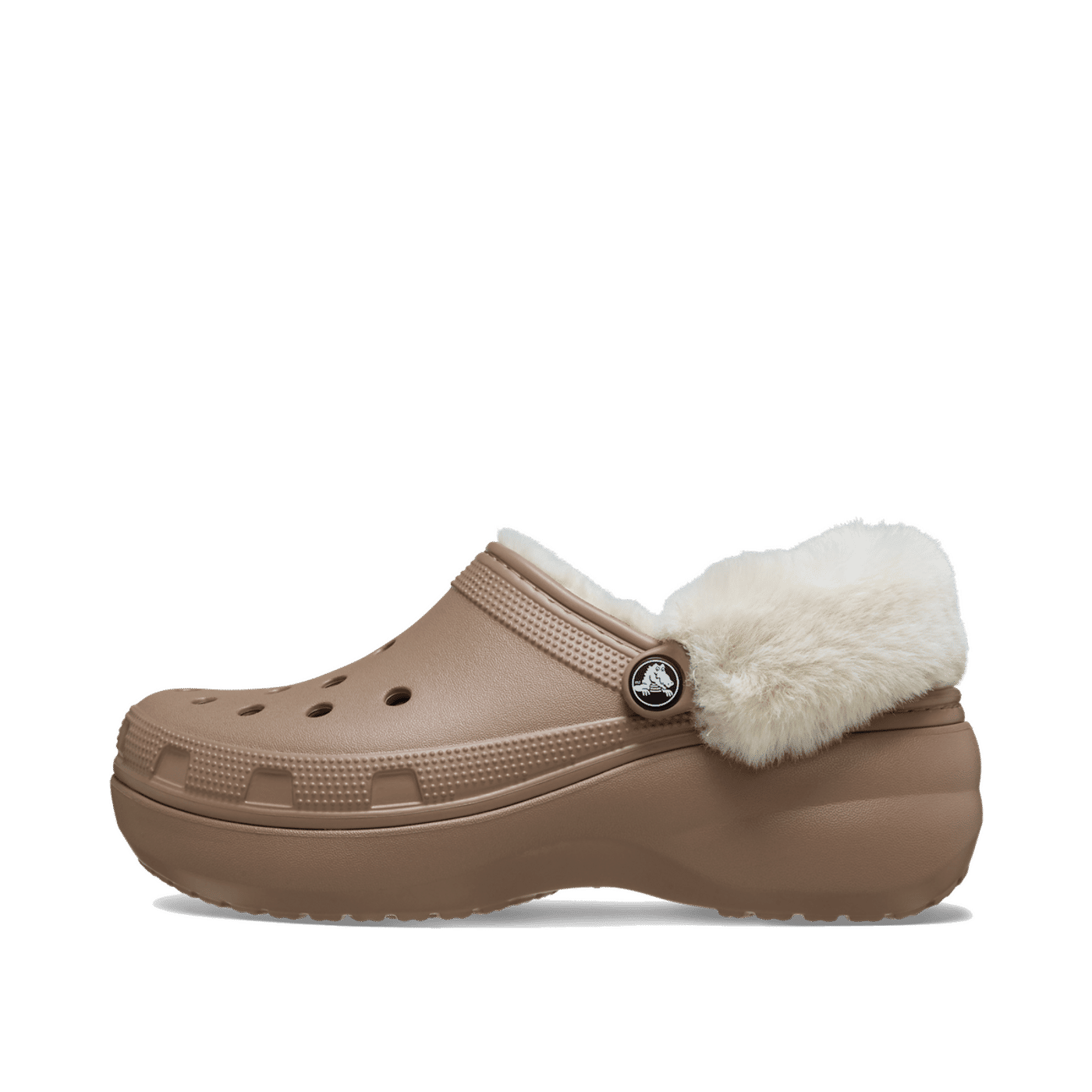 Crocs Classic Platform Fuzz-Lined Clog "Latte" | 2128542Q9