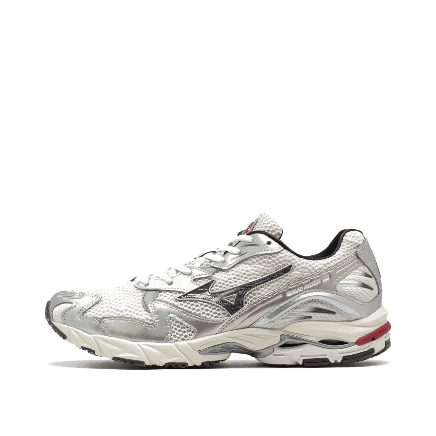 Mizuno Wave Rider 10 "Snow White / Black Sand / Rythmic Red" | D1GA243111