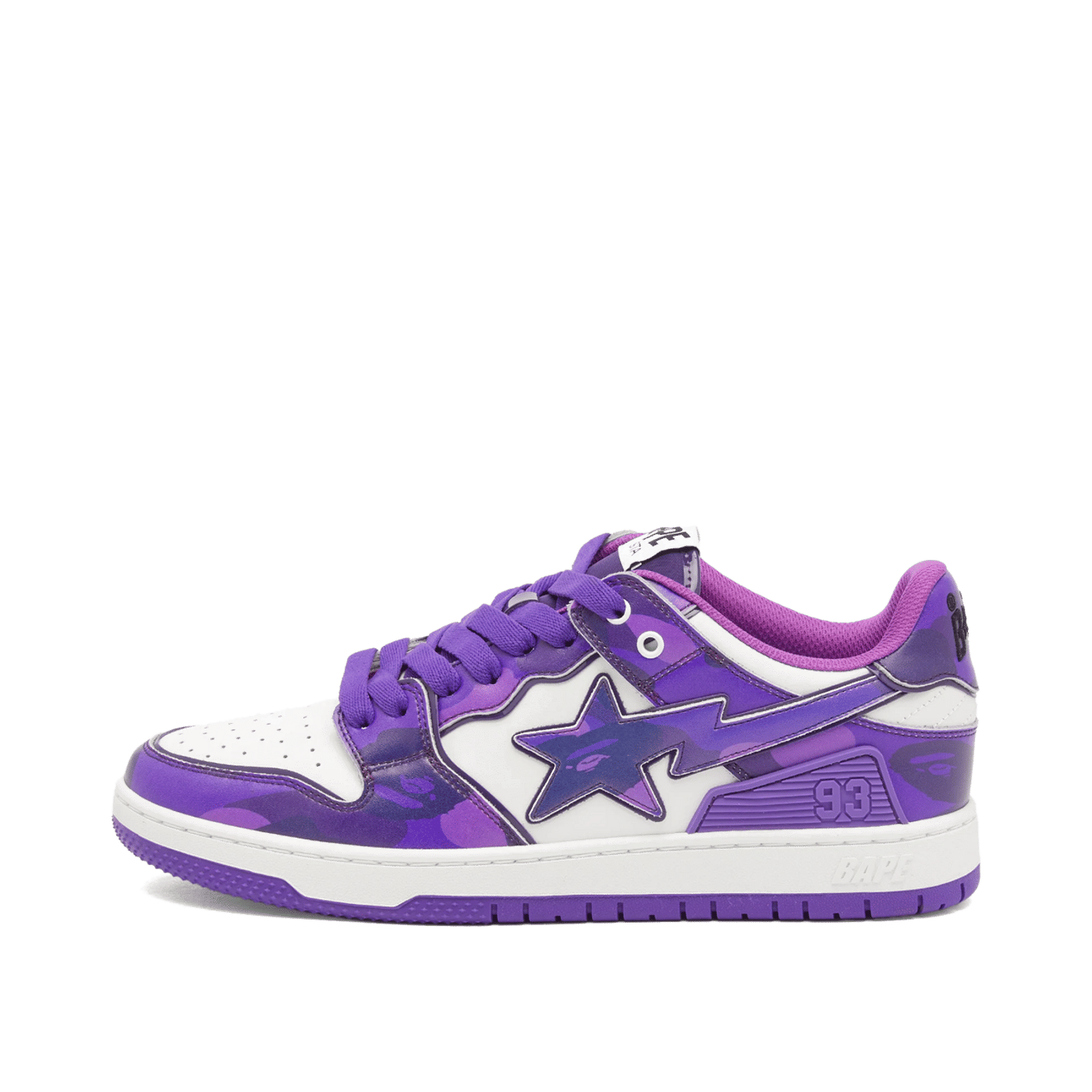 A Bathing Ape Camo Leather Sk8 Sta "Purple" | 001FWK801310MPUR