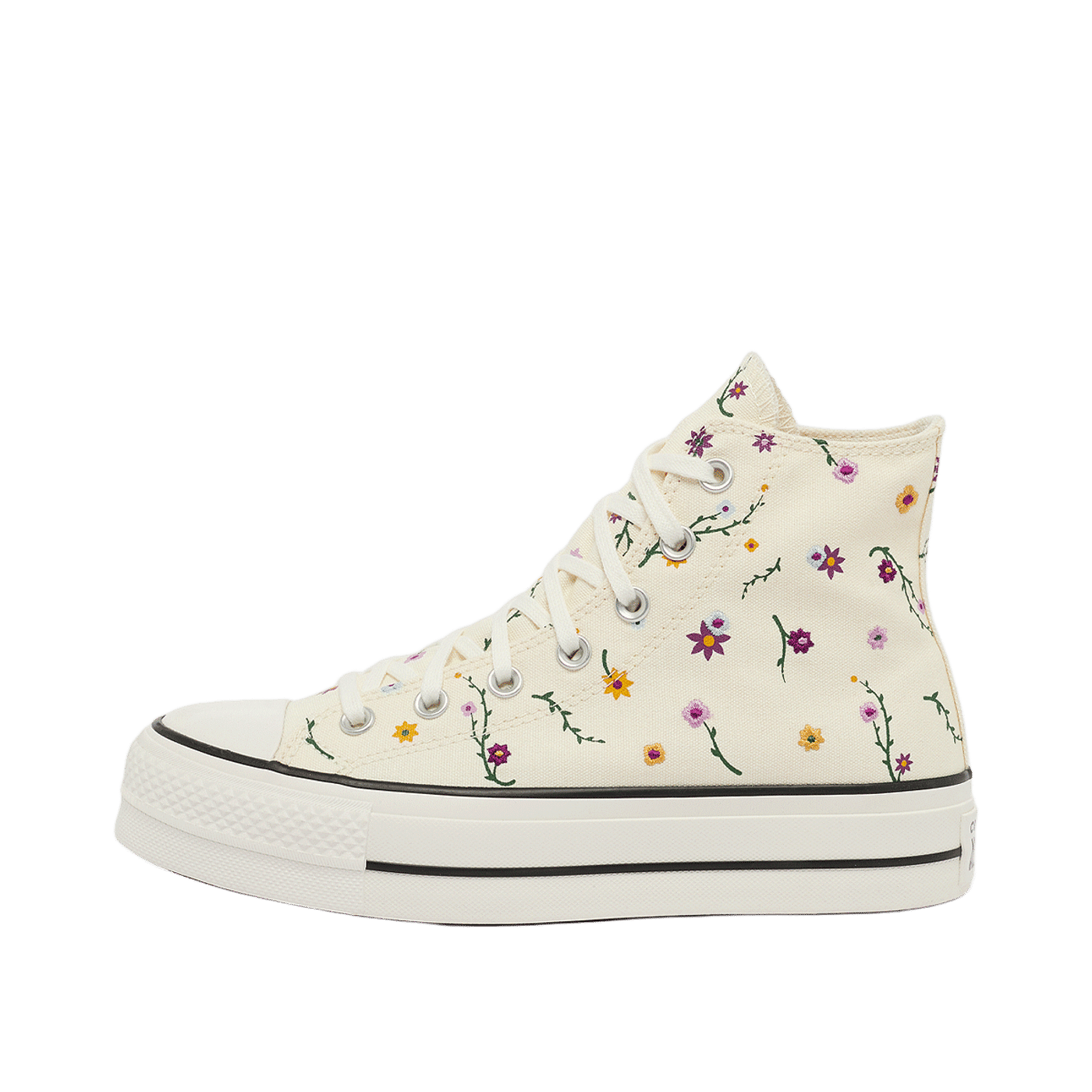 Converse Chuck Taylor All Star Lift Platform Floral Embroidery High "Egret/Vintage White/Black" | A15536C
